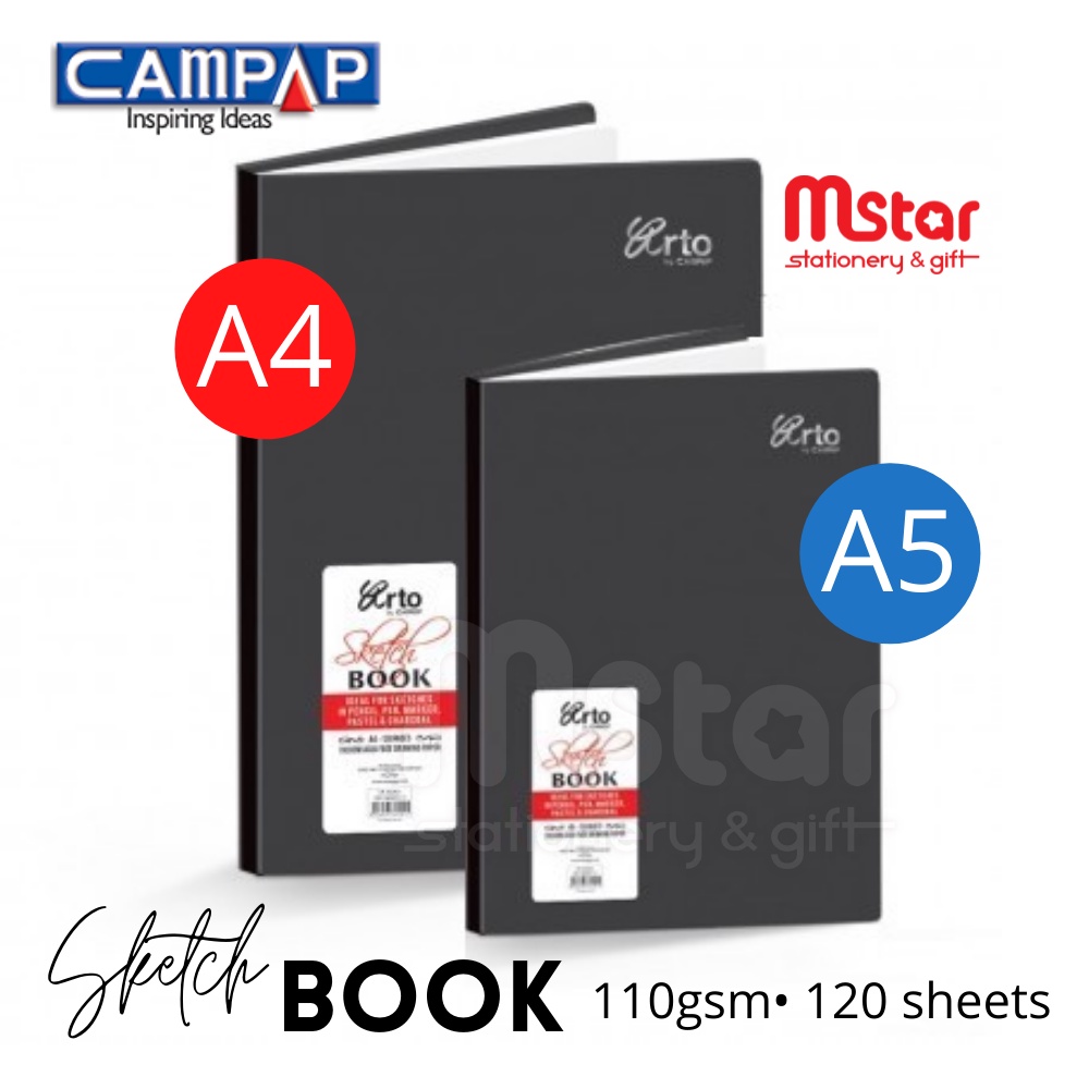 Campap Arto Hard Cover A3 Sketch Book 110gsm/120 pages