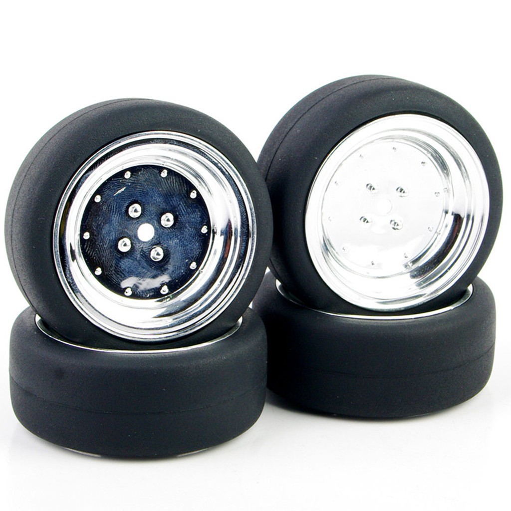 4 Pcs RC Flat Drift Wheel & Rim For 1:10 On-Road Car HSP HPI Car RC ...