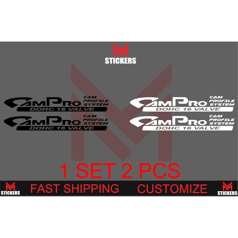 2 PCS LEFT & RIGHT CAMPRO SIDE DOOR STICKER CAM PROFILE SYSTEM DOHC 16 ...
