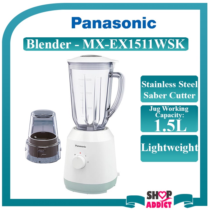 PANASONIC MXEX1511WSK 1.5L Plastic Jug Blender & Plastic Mill