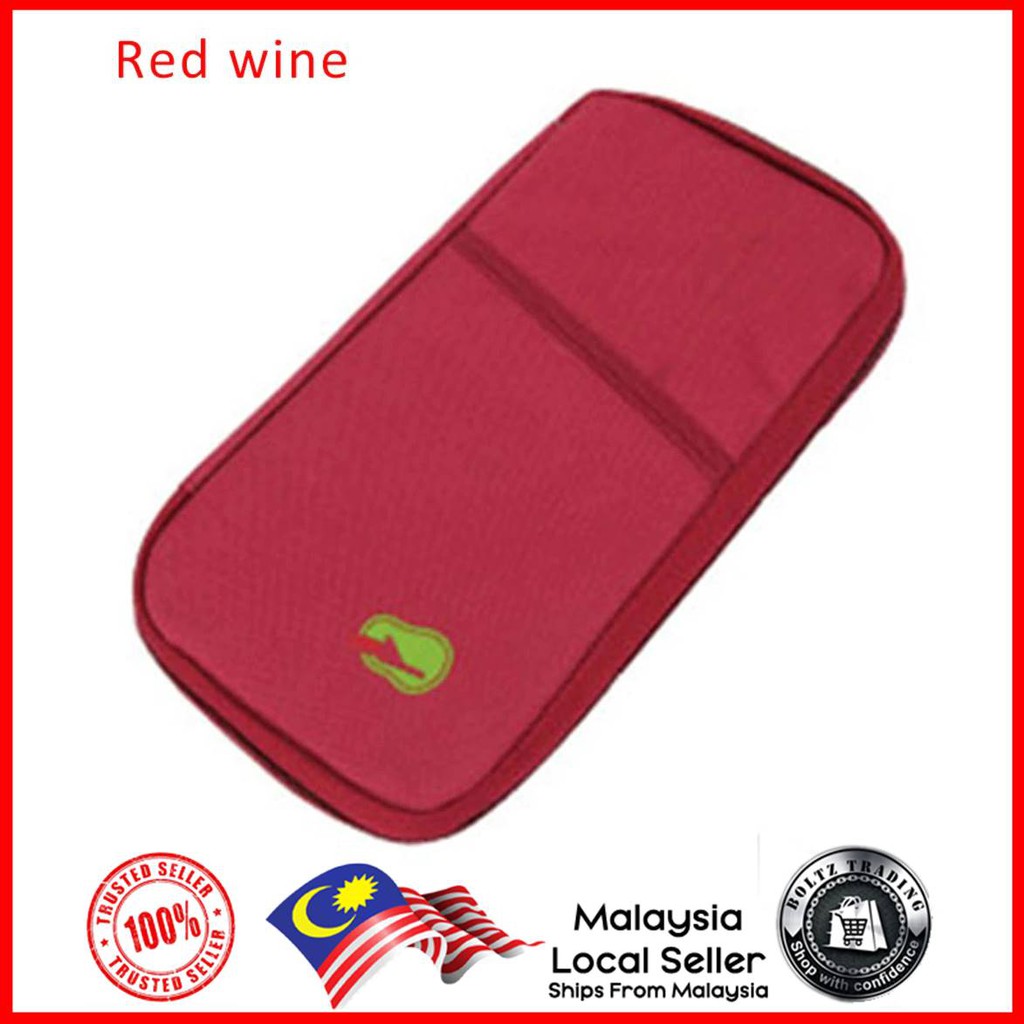 Travel Organizer Bag Pocket for Passport Cards Wallets Documents (Red