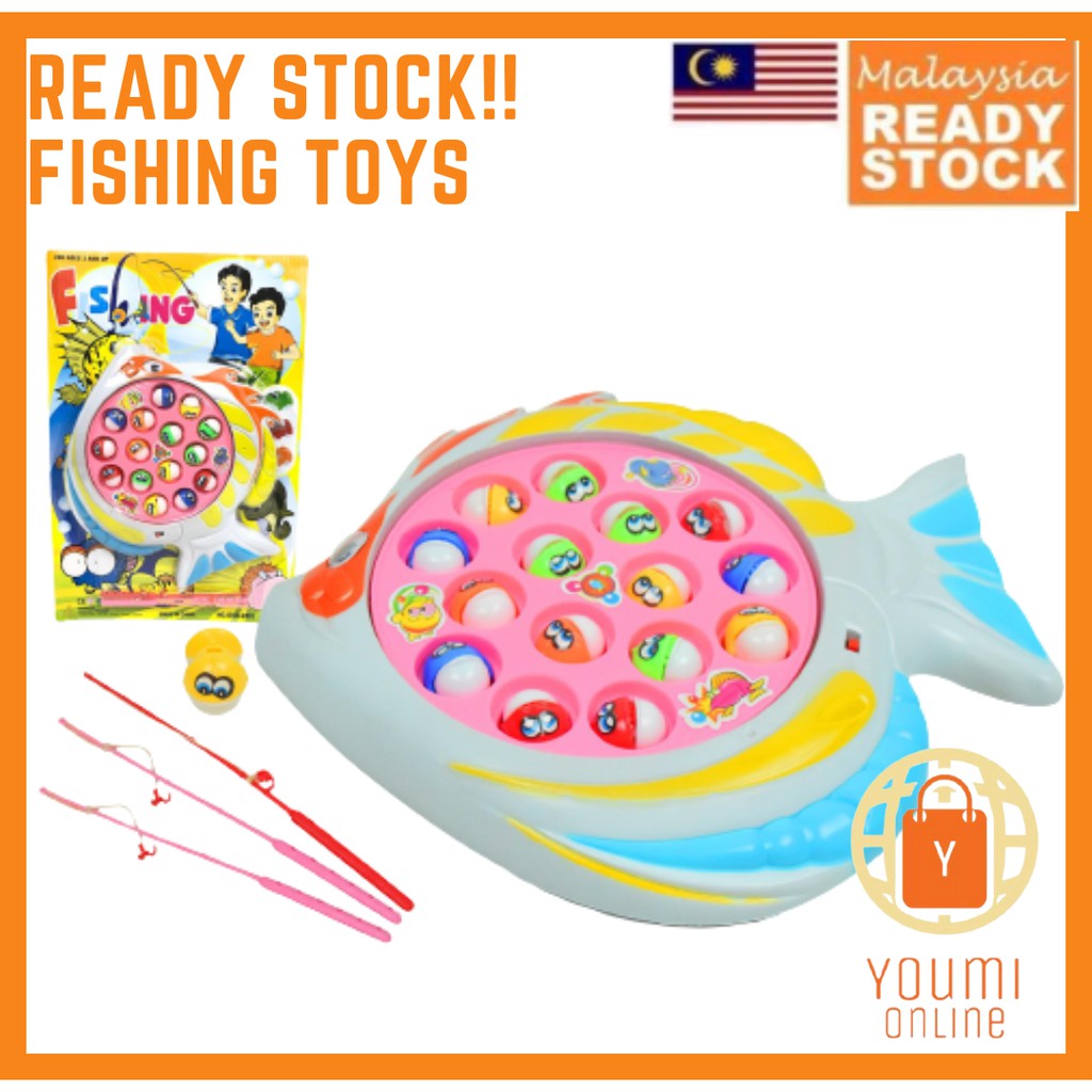 Kids Fishing Game Toy Electric Music Rotating Catch Magnetic Fish Toys Set  Gift Mainan Memancing Ikan