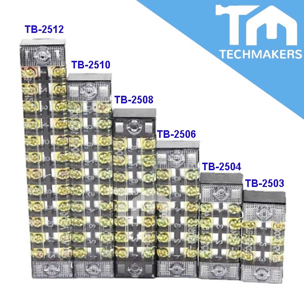 TB25 TB-25 3/4/5/6/8/10/12 Fixed Barrier Terminal Block 600V, 25A 2510 ...