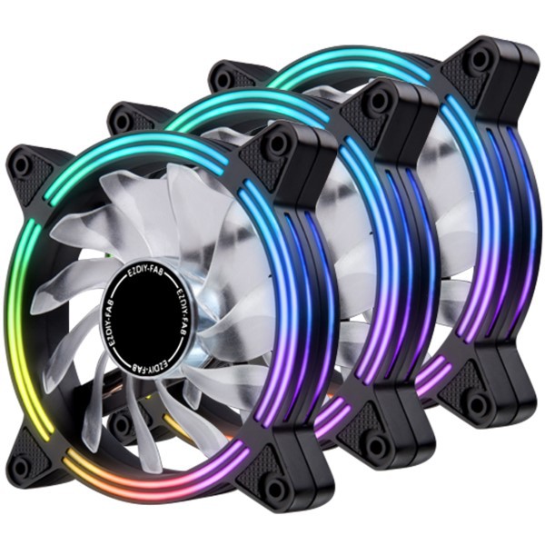 EZDIY-FAB 12cm RGB LED Dual-Frame Fan Automatic Rainbow Streamer ...