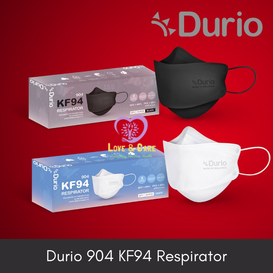 Durio 904 KF94 Respirator Korean face maskWhite and Black Individual