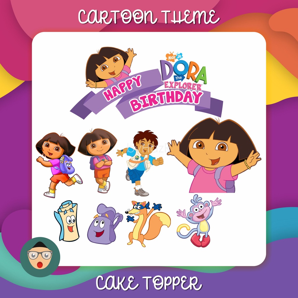 CARTOON CAKE TOPPER FOR BIRTHDAY [ADD NAME] [TAMBAH NAMA] DORA | Shopee ...