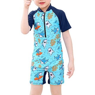 Swimsuit Kids Girl One Piece Swimming Suit Baby Girl Swimwear Baju Mandi  Baju Renang Short Sleeve Suit Zipper Cartoon Unicorn