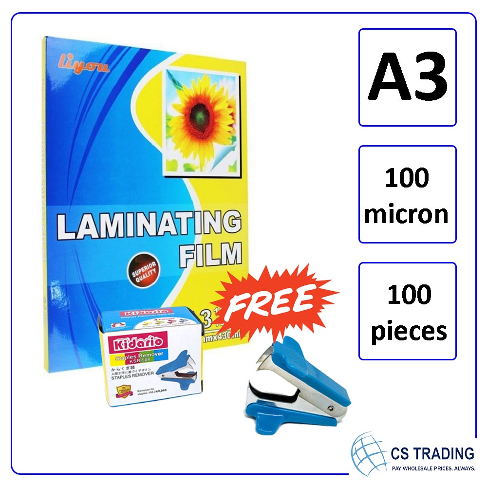 [FREE Staples Remover] Liyou A3 Laminating Film / Laminate Film / Hot Thermal Laminating
