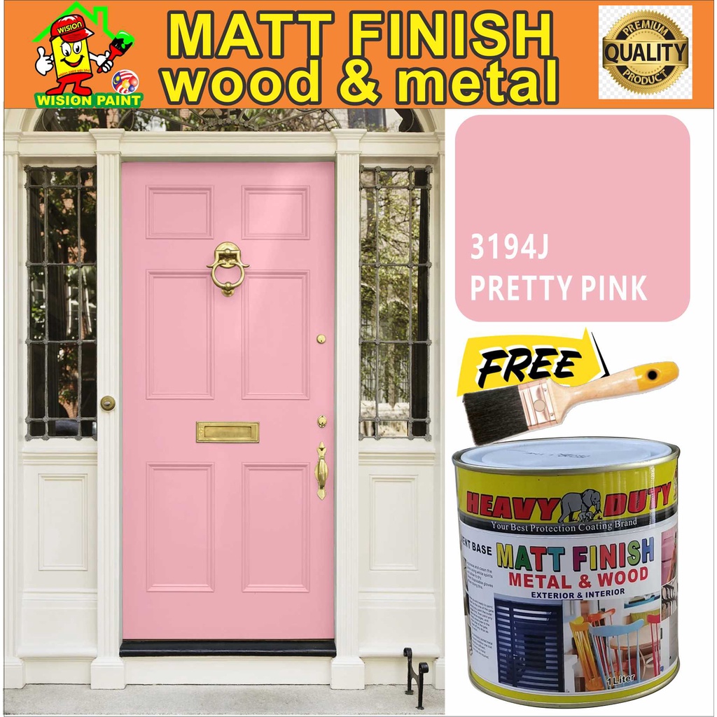 3194J PRETTY PINK / MATT FINISH HEAVY DUTY ( 1L ) (FREE 1.5" BRUSH