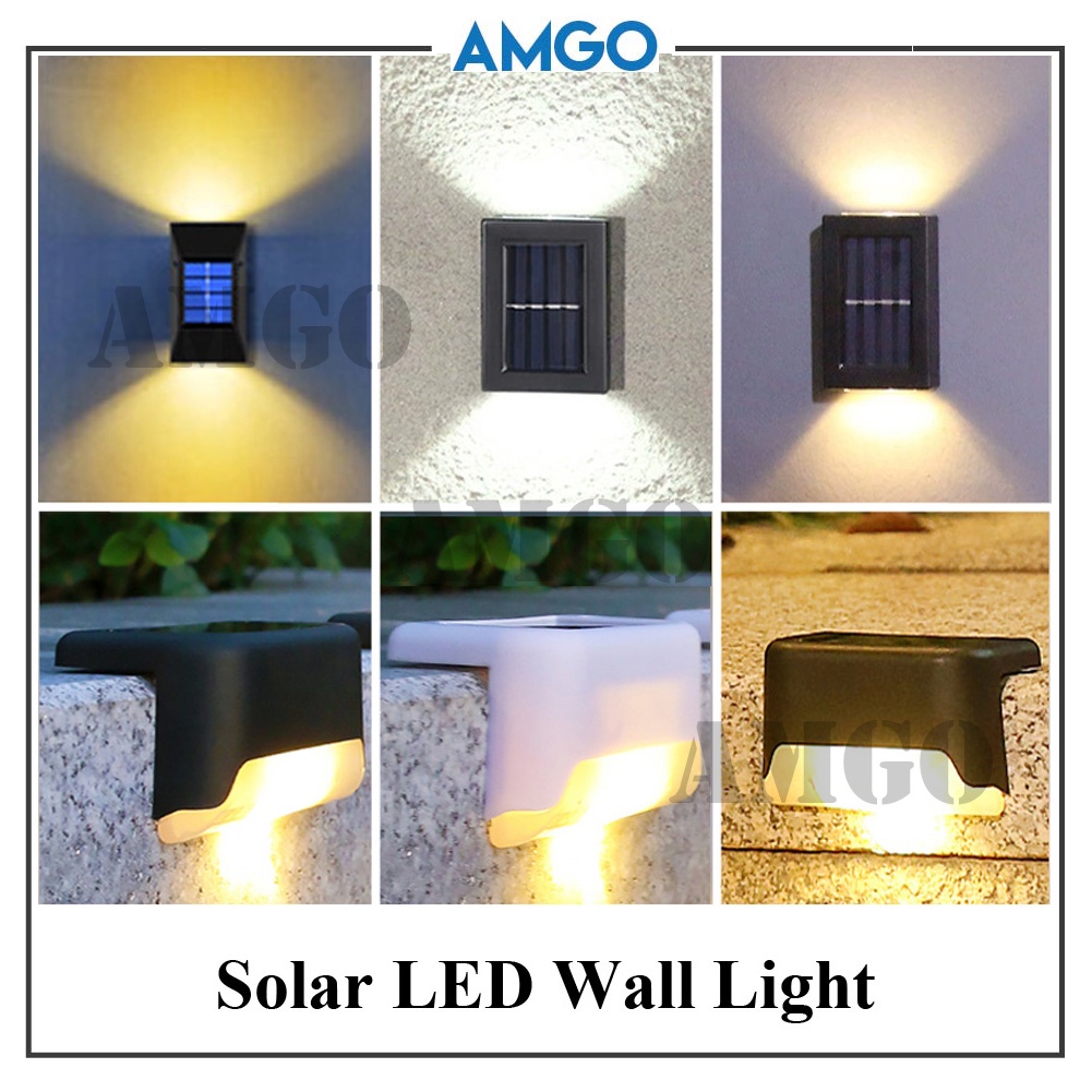 AMGO Led Outdoor Wall Light Lampu Solar Luar Rumah Waterproof Automatic
