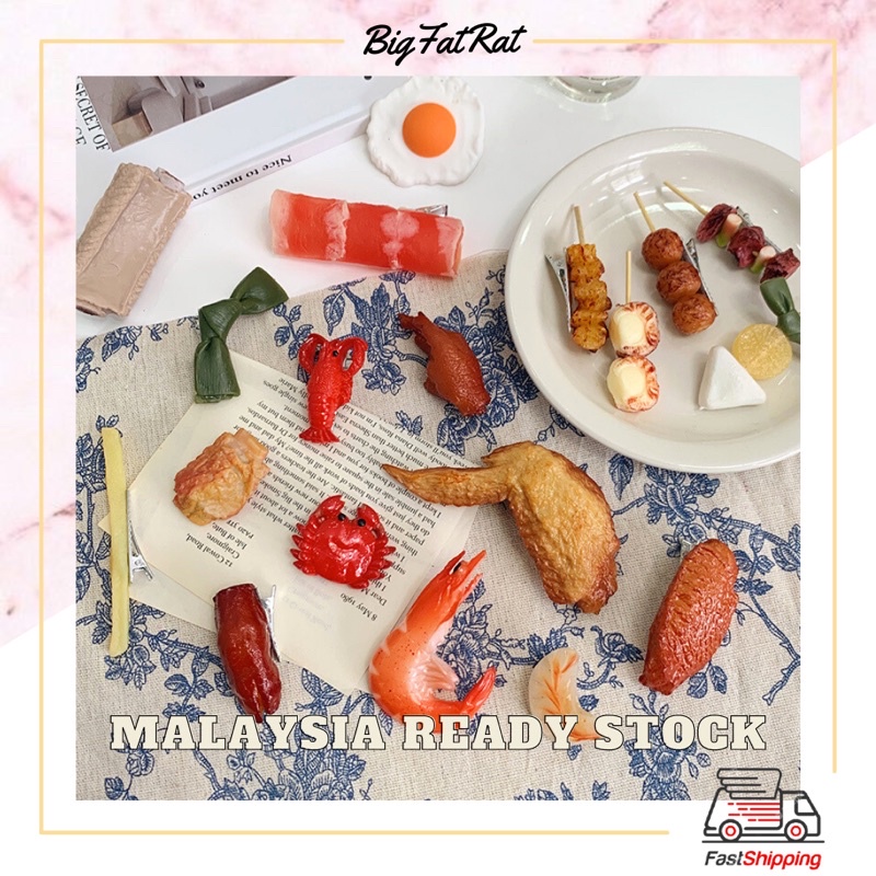 Cute Ribs BBQ Chicken Wing Foodie Hair Clip Kids Hair Accessories Prank ...