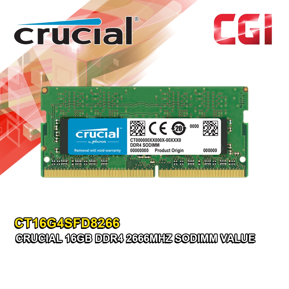 Laptop RAM Upgrade - Crucial 16GB DDR4 (2666 MHz - Made in Malaysia) 