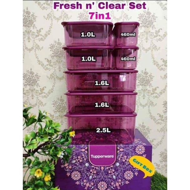 Tupperware Purple Fresh N Clear Clearmate Large 1.6L 2.5L Food