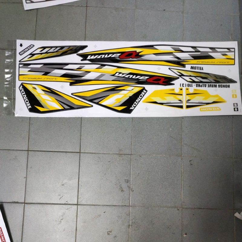 Stiker sticker body striper cover set (3) honda wave alpha wave 110cx ...