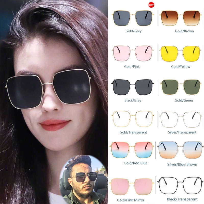 Oversized 400 UV Protection Square Shades Sunglasses Spek Cermin Mata ...