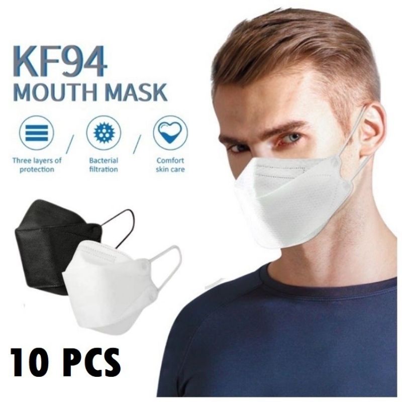 PUTIH Kf94 4D 4 Layer Protection Mask contains 10 white pcs | Shopee ...