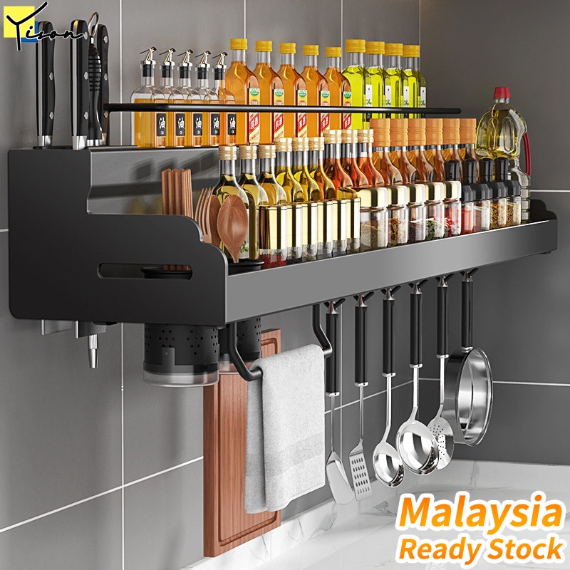 Stainless Steel Kitchen Spice Rack Free Punching Wall Mounted ...