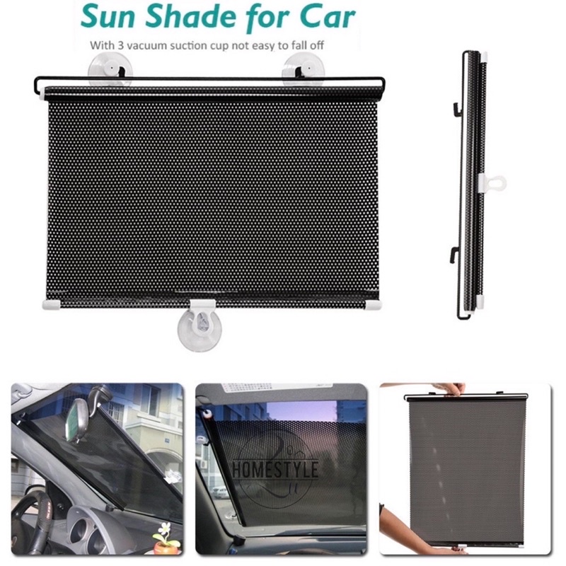 Vrasly 2 Pack Roller Car Side Window Sun Shade, Retractable Car