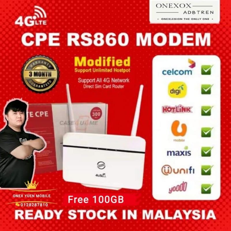 ONEXOX MODIFIER UNLIMITED 4G LTR RS860 HOME WiFi router Portable Wifi