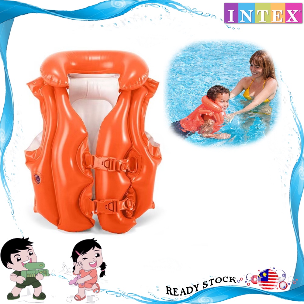 INTEX 58671 Deluxe Swim Vest Inflatable Life Jacket Lifebuoy Swim Vest ...