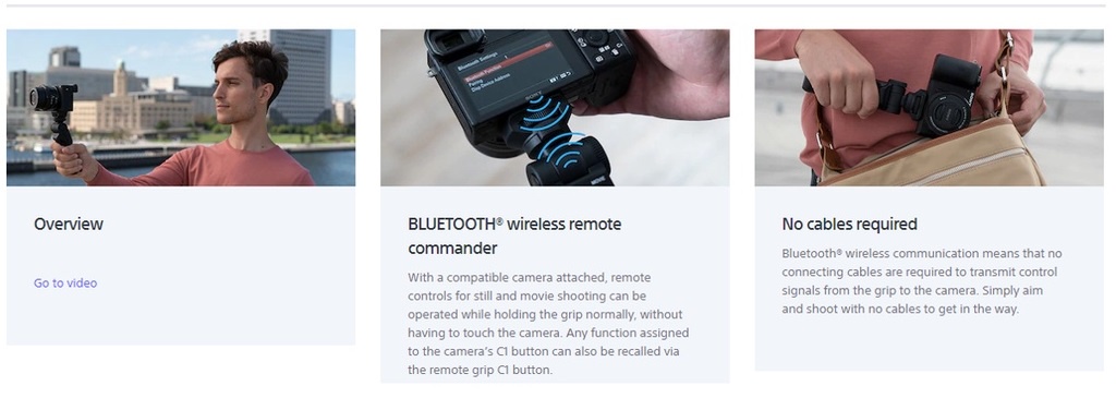 Sony GP-VPT2BT | GP-VPT3 Shooting Grip With Wireless Remote Commander ...