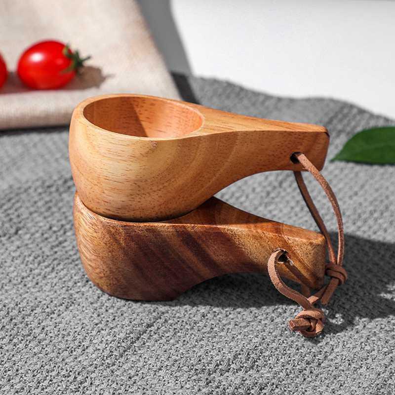 New Chinese Portable Wood Coffee Mug Rubber Wooden Tea Milk Cups Water Drinking  Mugs Drinkware Handmade Juice Lemon Teacup Gift