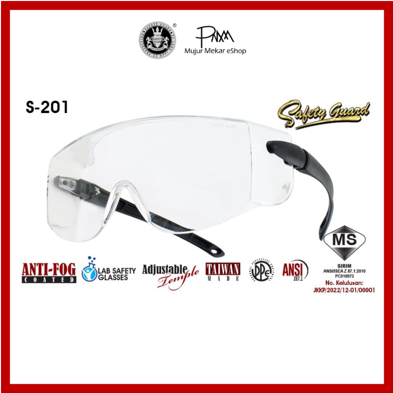 SAFETY GUARD [SIRIM] SAFETY GLASSES/ EYE PROTECTION (S201) FIT OVER