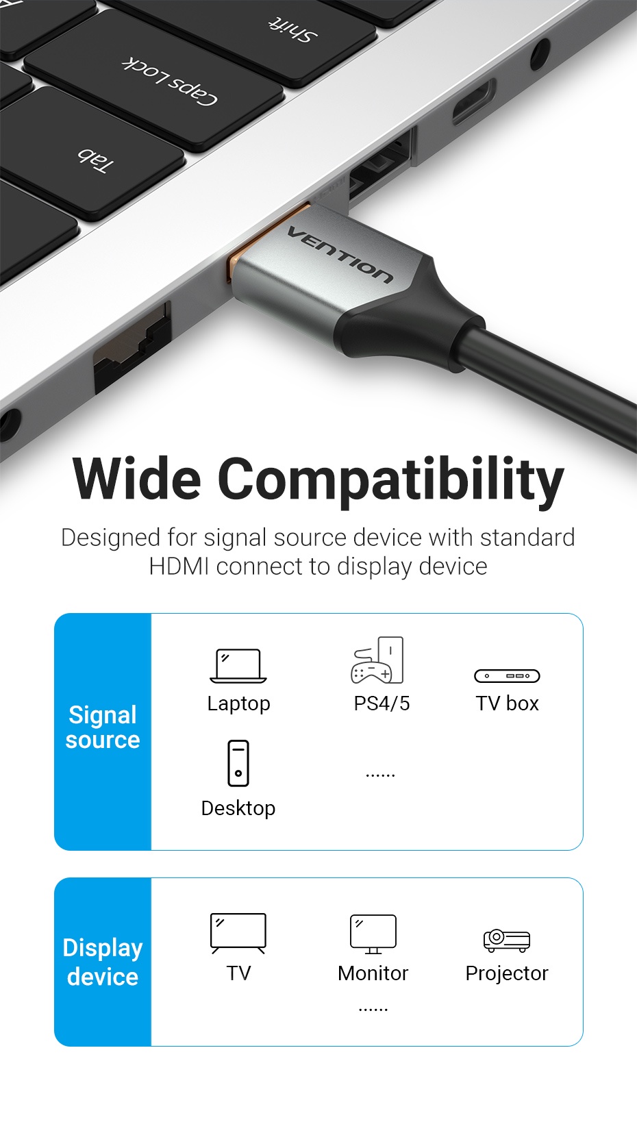 Vention HDMI Cable 2.0 HDMI-A Male to Male Slim HD Cable 4K 60HZ 18Gbps
