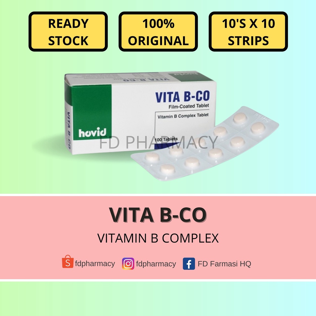 [READY STOCK] Hovid Vita BCo Vitamin b complex Tablet (1 strip 10's) (EXP 11/2023) Shopee
