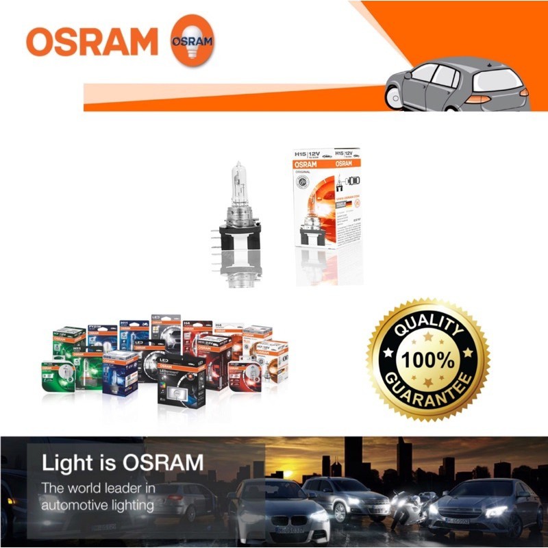 OSRAM Halogenlampe H15 ORIGINAL LINE 12V 55/15W PGJ23T-1 64176 