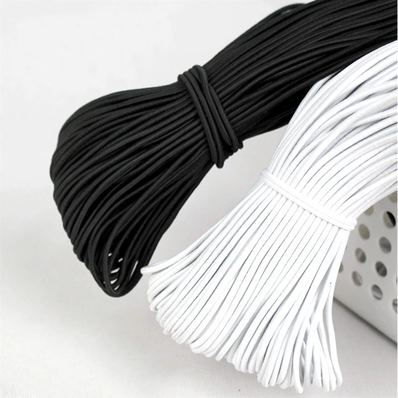 3.5mm High-Quality Round Elastic Band Cord Elastic Rubber white black ...