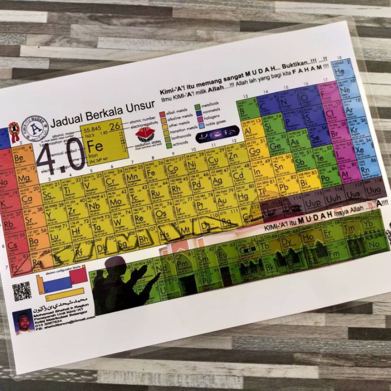 Chemistry Periodic table glossy laminated A4 chart Jadual berkala kimia ...