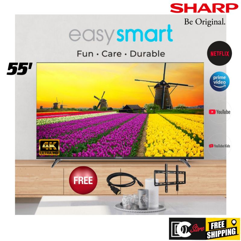 Sharp 55 Inch 4k Ultra HD Smart TV 4TC55CJ2X Netflix Youtube Wifi ...