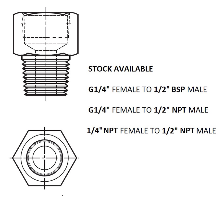 PRESSURE ADAPTER, PRESSURE TRANSMITTER, REDUCING ADAPTER, G1/4, NPT, 1/