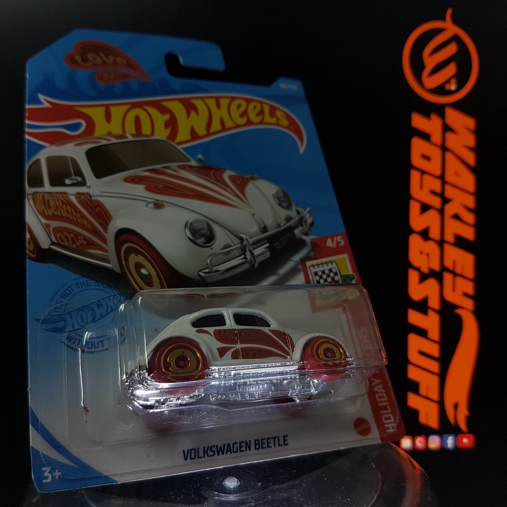Hot Wheels Volkswagen Beetle #96 édition Saint-Valentin 2021 - Blanche, 1:64, Diecast, Neuve