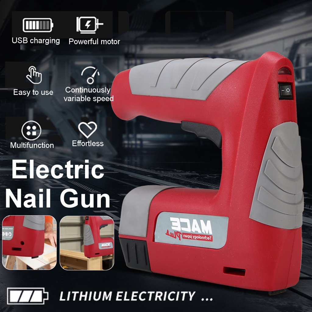 Electric Nailer Gun Stapler Furniture Staple Guns 4.2V USB Rechargeable