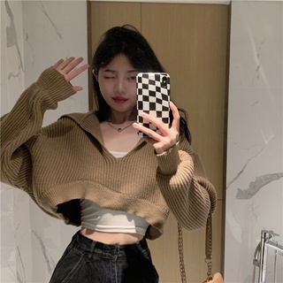 Women Aesthetic Loose Super Crop Top Long Sleeve Basic Cropped