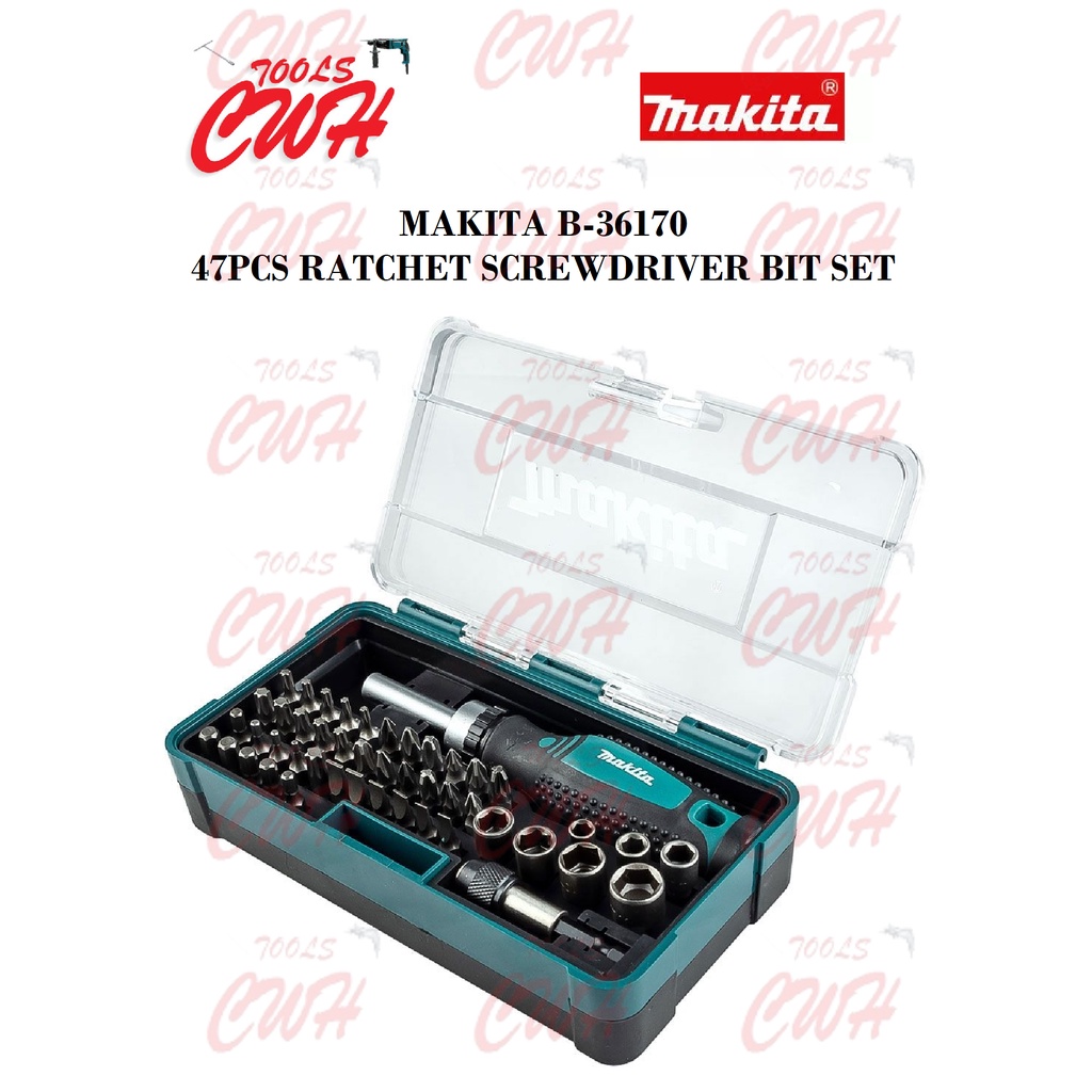 MAKITA B-36170 47PCS RATCHET SCREWDRIVER BIT SOCKET SET RATCHETING ...