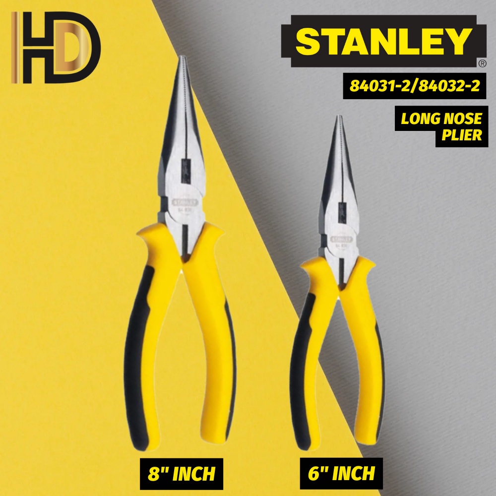 STANLEY DynaGrip Long Nose Pliers / 6" inch + 8" inch Long Nose Pliers