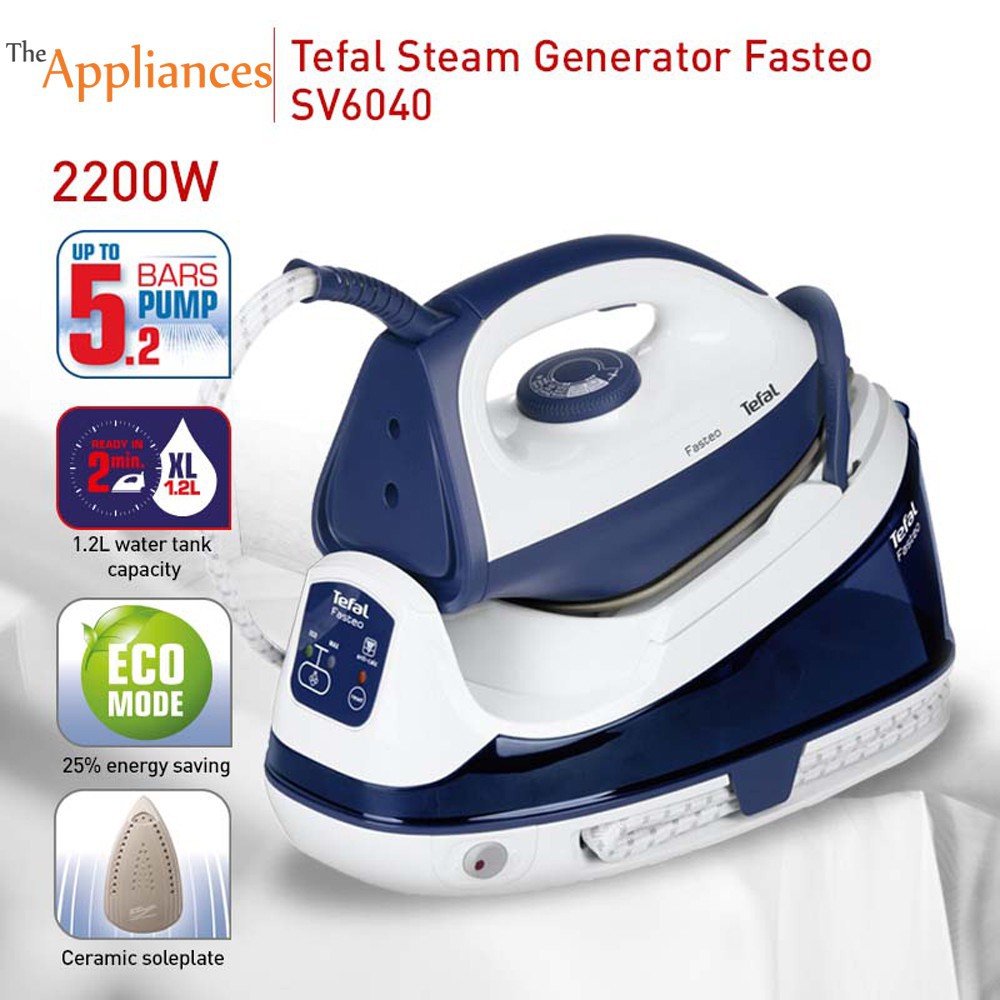 Tefal Fasteo 5.2 Bar Steam Generator Iron 2200W SV6040 SV6040M0 Shopee Malaysia