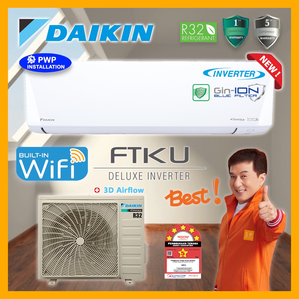 Daikin 1hp 1 5hp 2hp 2 5hp 3hp R32 Deluxe Inverter Air Conditioner Ftku