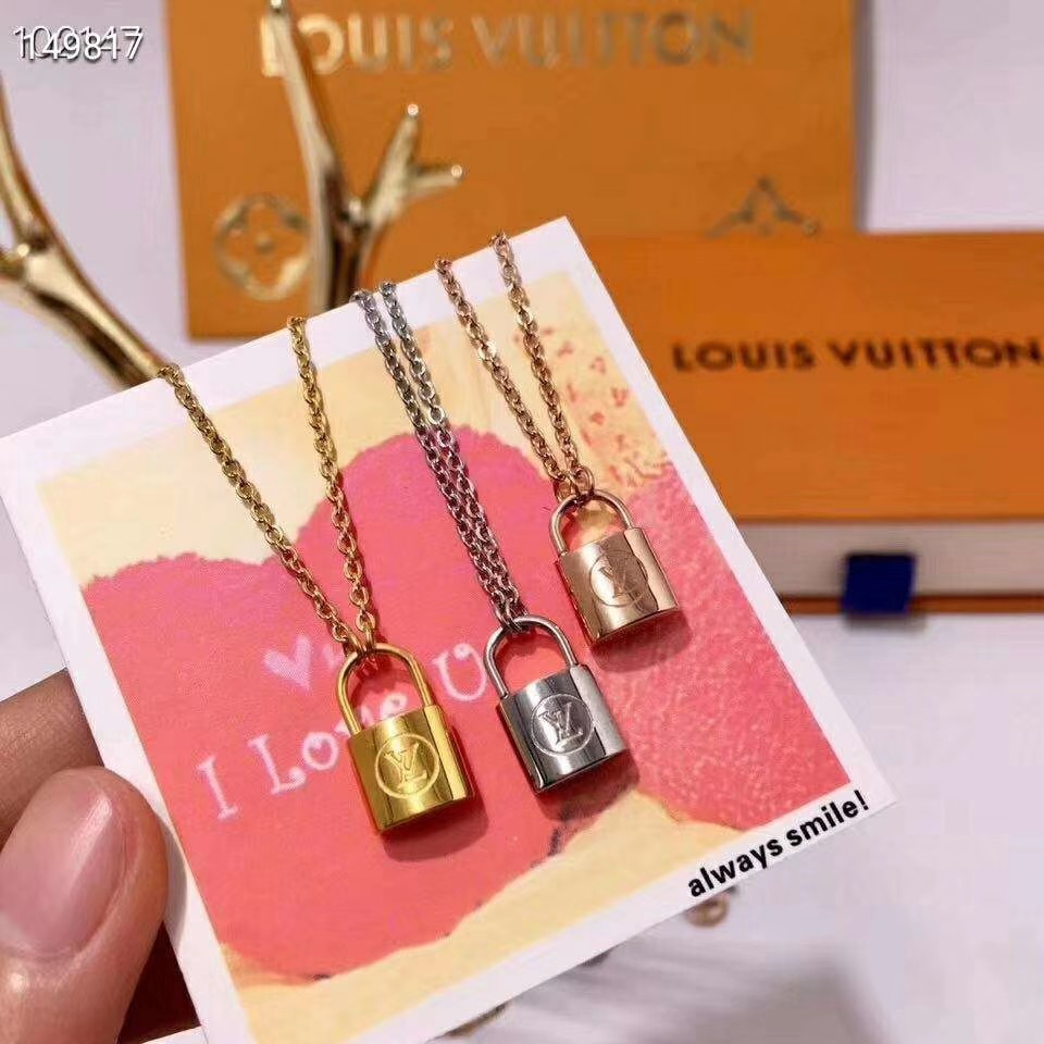 Louis Vuitton Lockit Pendant Necklace Sterling Silver Silver 2084572