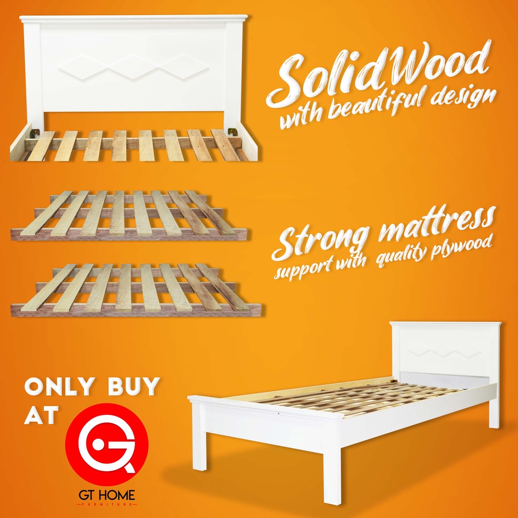 GT Home Single Bed Frame Katil Kayu Solid Wood Single Bed Frame