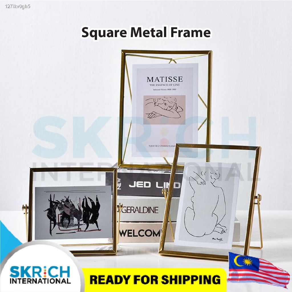 Square Gold/Black Metal Frame 4inch/6inch/7inch European Style Table ...