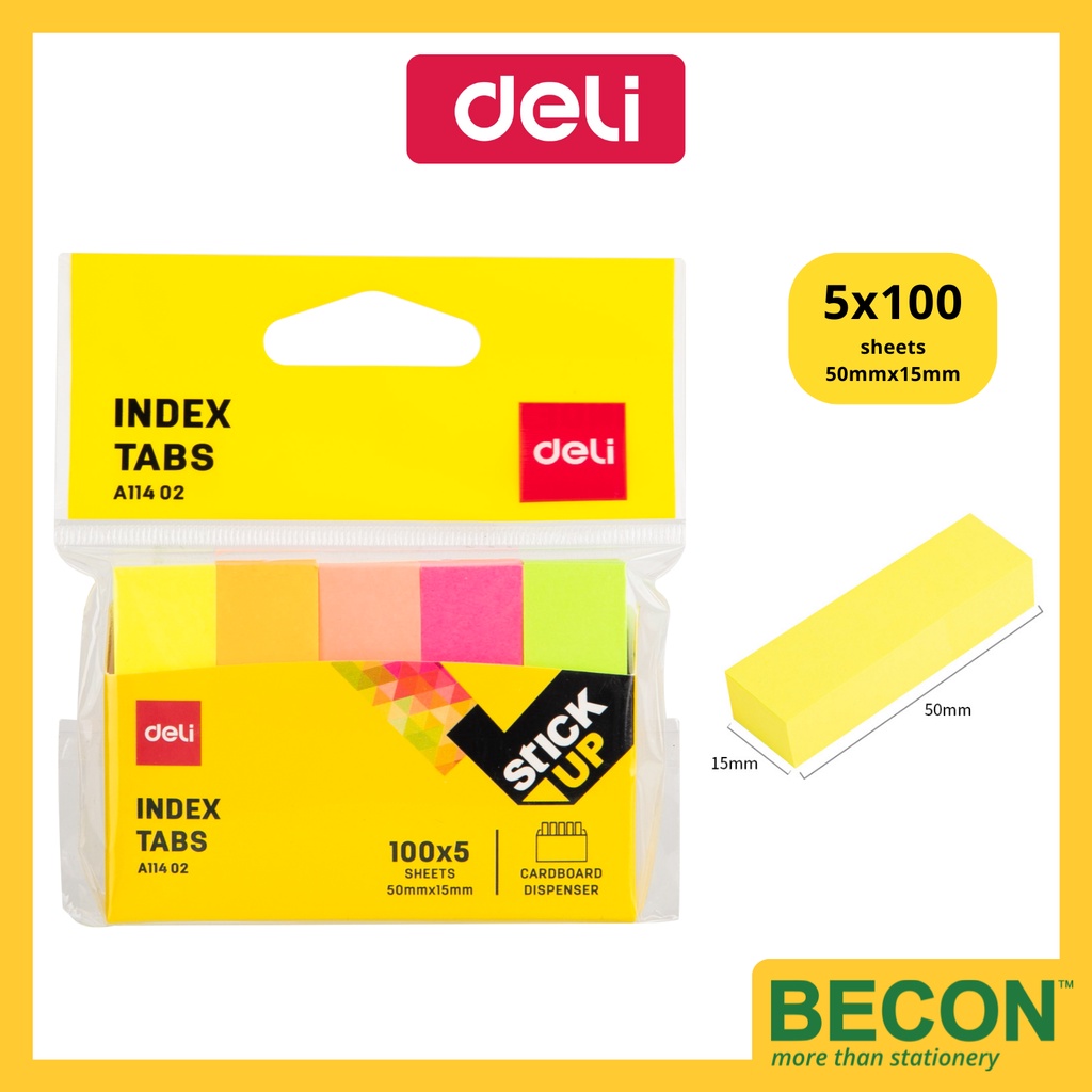 Deli Multi Colour Index Tabs EA11402 50x12mm 5x100's | Shopee Malaysia