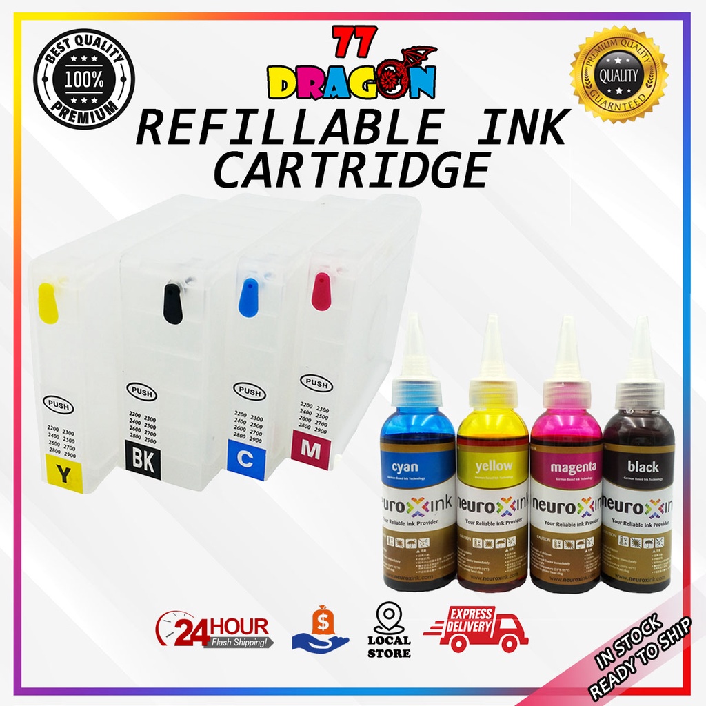 Canon 2700 Refillable Pigment Ink Cartridge With Ink Inside + 1SET CYMK ...