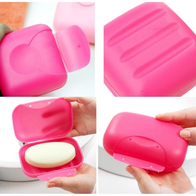 Travel Portable Soap Box Case With Lock Cover Dishes Bathroom Shower ...