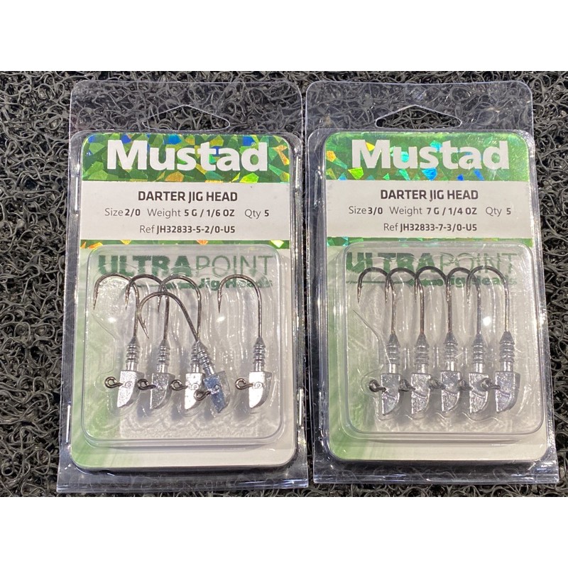 Mustad Darter Jig Head Size 2/0 (5g), 3/0 (5g) & 3/0 (7g) for Soft Plastic  Soft Bait Casting Lure