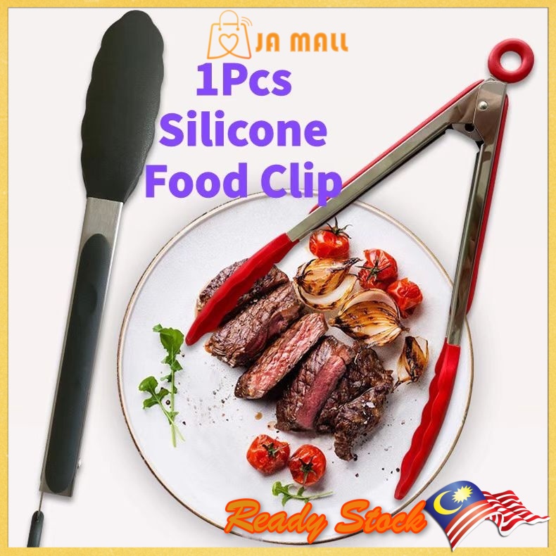 1PCS Silicone Food Tongs Kitchen Cooking Salad Serving BBQ Tongs ...