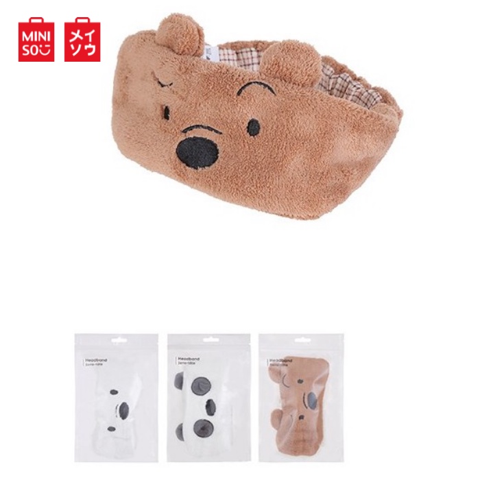 Miniso We Bare Bears Headband Cute Hairband Cartoon Turban Plush